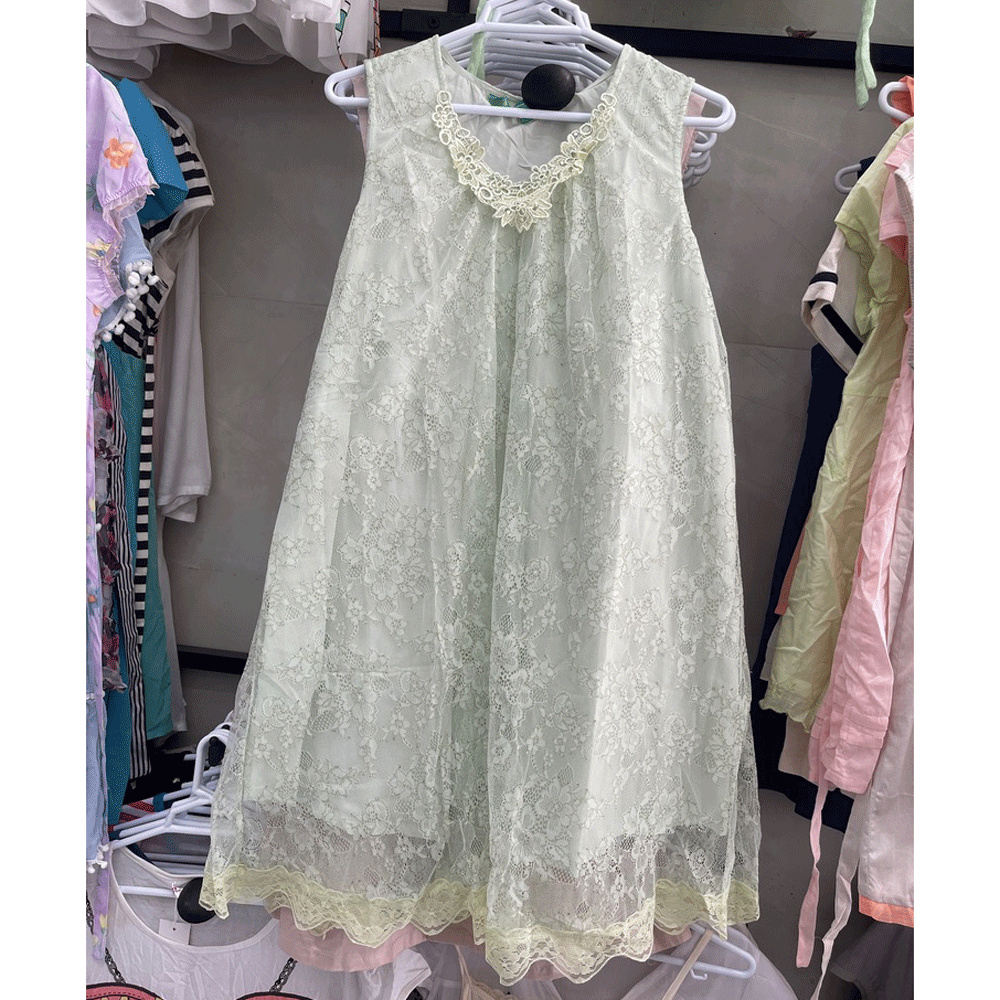سارافون گیپور دخترانه سبز بهاری کد R3009