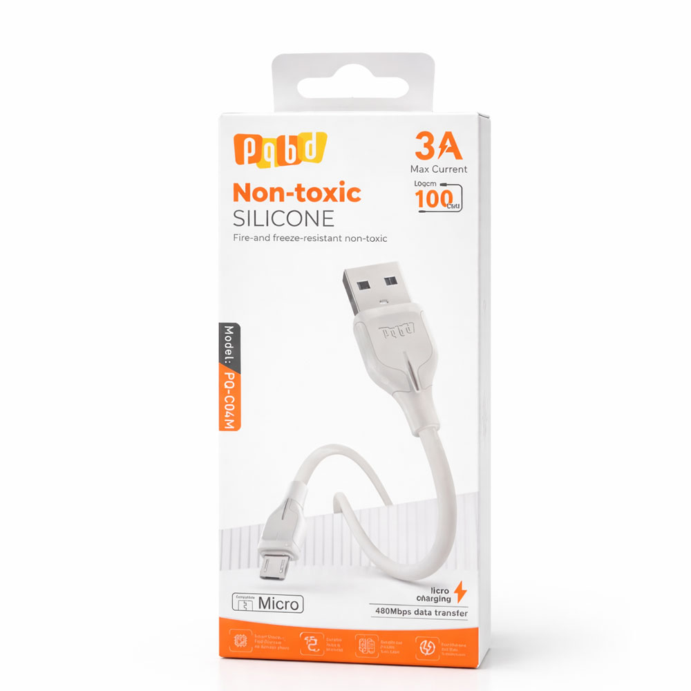 کابل تبدیل USB به Micro-USB سیلیکونی Pqbd مدل PQ-C04M 