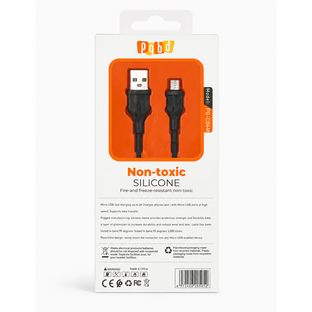 کابل تبدیل USB به Micro-USB سیلیکونی Pqbd مدل PQ-C04M 
