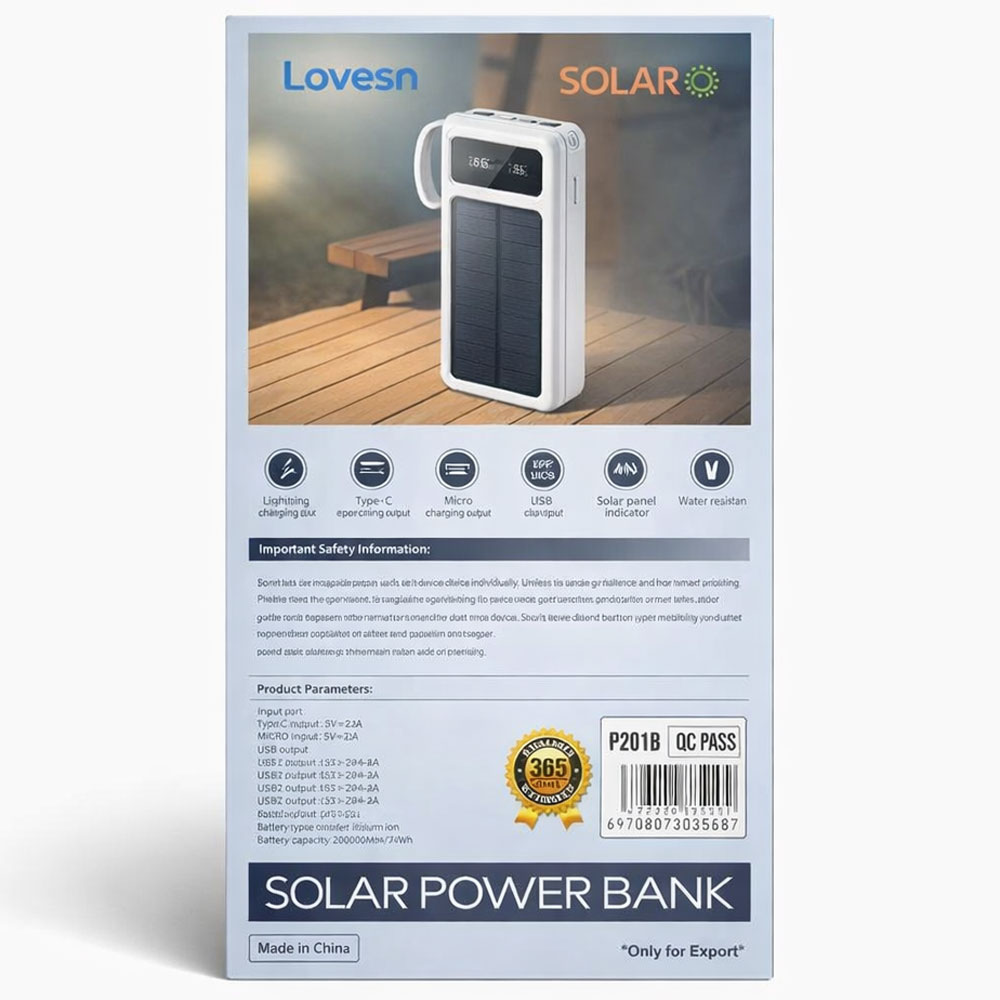 پاوربانک خورشیدی لاوسن Lovesn P201 20000mAh