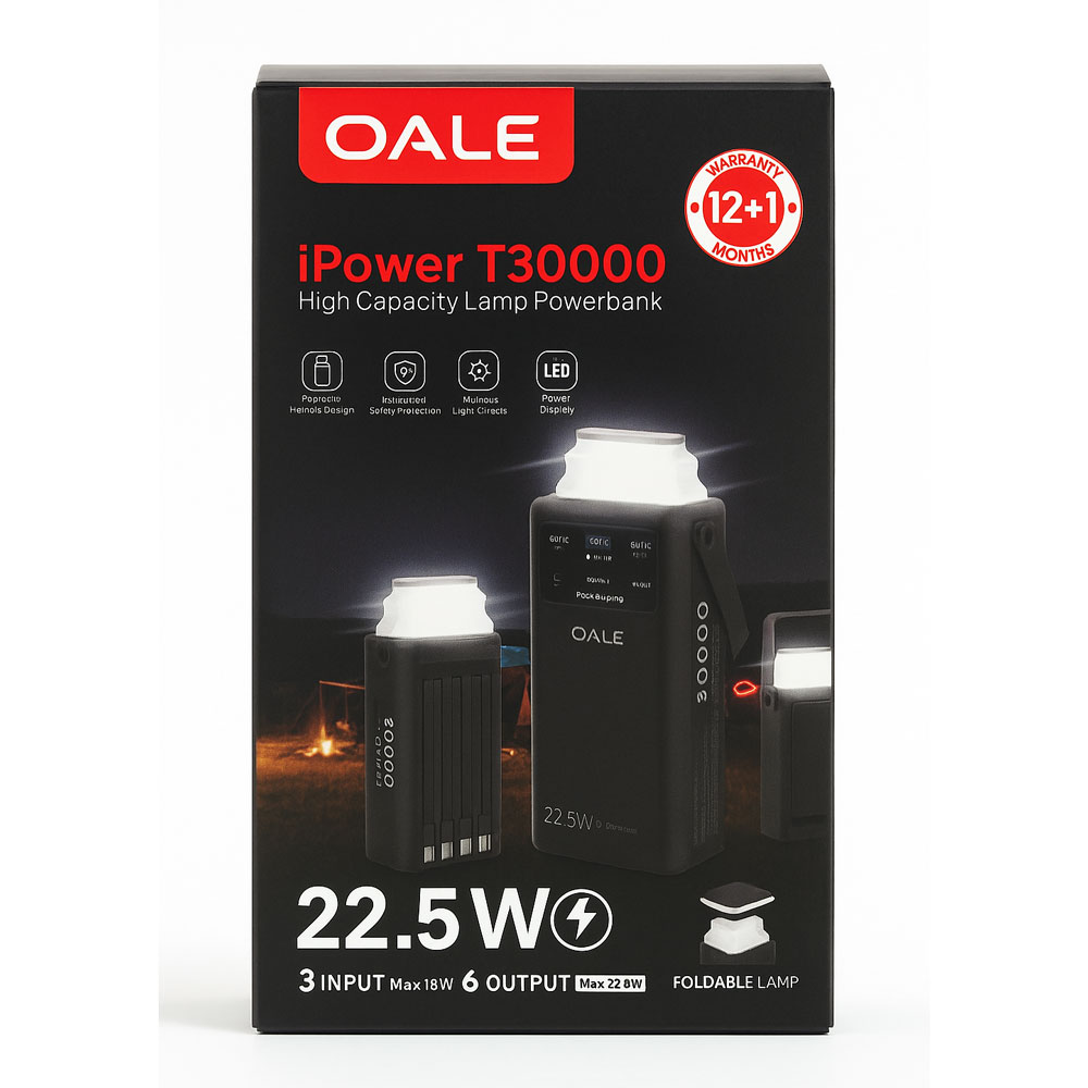 پاوربانک چراغ‌دار OALE iPower T30000 22.5W
